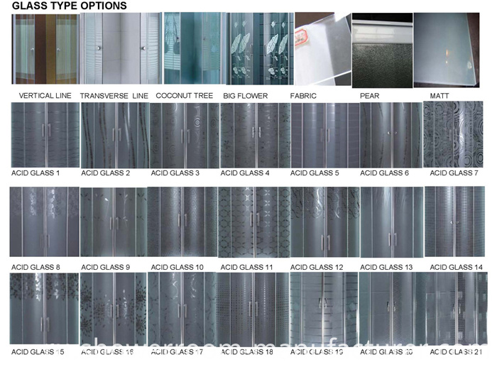 Grey Color Tempered Glass Shower Enclosure (E-22 low tray)